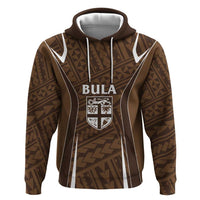 Custom Oceania Football Bula Fiji Hoodie Polynesian Tribal Pattern LT9 Pullover Hoodie Brown - Polynesian Pride