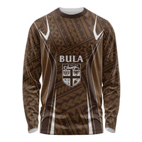Custom Oceania Football Bula Fiji Long Sleeve Shirt Polynesian Tribal Pattern LT9 Unisex Brown - Polynesian Pride
