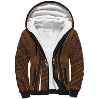 Custom Oceania Football Bula Fiji Sherpa Hoodie Polynesian Tribal Pattern LT9 Unisex Brown - Polynesian Pride