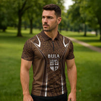 Custom Oceania Football Bula Fiji Zipper Polo Shirt Polynesian Tribal Pattern LT9 - Polynesian Pride
