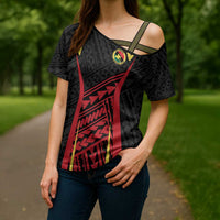 Custom Oceania Football Papua New Guinea Cross Shoulder Shirt Polynesian Tribal Pattern LT9 - Polynesian Pride