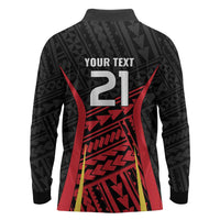 Custom Oceania Football Papua New Guinea Long Sleeve Polo Shirt Polynesian Tribal Pattern LT9 - Polynesian Pride