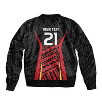 Custom Oceania Football Papua New Guinea Sleeve Zip Bomber Jacket Polynesian Tribal Pattern LT9 - Polynesian Pride