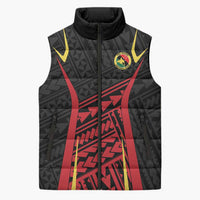 Custom Oceania Football Papua New Guinea Sleeveless Puffer Jacket Polynesian Tribal Pattern LT9 Unisex Red - Polynesian Pride