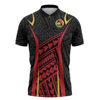 Custom Oceania Football Papua New Guinea Zipper Polo Shirt Polynesian Tribal Pattern LT9 Red - Polynesian Pride