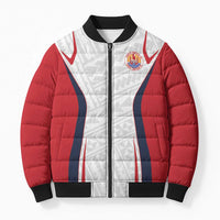 Custom Oceania Football Tahiti Bomber Puffer Jacket Polynesian Tribal Pattern LT9 Unisex White - Polynesian Pride