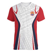 Custom Oceania Football Tahiti Women V-Neck T-Shirt Polynesian Tribal Pattern