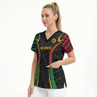 Custom Oceania Football Vanuatu Scrub Top Polynesian Tribal Pattern LT9 - Polynesian Pride