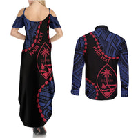 Personalized Guam 80th Anniversary Liberation Day Couples Matching Summer Maxi Dress and Long Sleeve Button Shirt Guahan Basic Seal LT9 - Polynesian Pride