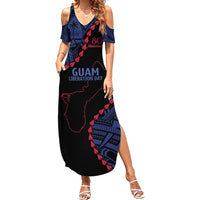 Personalized Guam 80th Anniversary Liberation Day Summer Maxi Dress Guahan Basic Seal LT9 Women Black - Polynesian Pride