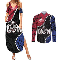 Personalized Guam 80th Anniversary Liberation Day Couples Matching Summer Maxi Dress and Long Sleeve Button Shirt Tano I Man Chamoru Since 1944 LT9 Black - Polynesian Pride
