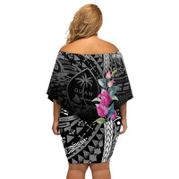 Guahan Puti Tai Nobiu Off Shoulder Short Dress Guam Bougainvillea Flower Art LT9 - Polynesian Pride