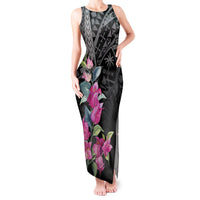 Guahan Puti Tai Nobiu Tank Maxi Dress Guam Bougainvillea Flower Art LT9 Women Black - Polynesian Pride