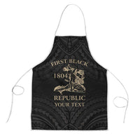 Personalized Haiti First Black Republic Apron Negre Marron With Map And Flag LT9 Black - Polynesian Pride