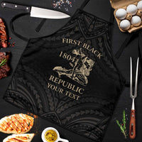 Personalized Haiti First Black Republic Apron Negre Marron With Map And Flag LT9 Black - Polynesian Pride
