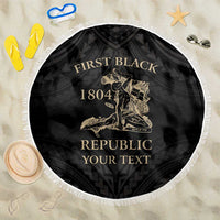Personalized Haiti First Black Republic Beach Blanket Negre Marron With Map And Flag LT9 One Size 150cm Black - Polynesian Pride