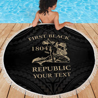 Personalized Haiti First Black Republic Beach Blanket Negre Marron With Map And Flag LT9 - Polynesian Pride