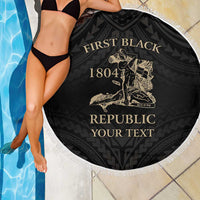 Personalized Haiti First Black Republic Beach Blanket Negre Marron With Map And Flag LT9 - Polynesian Pride