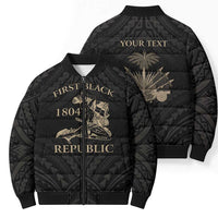 Personalized Haiti First Black Republic Bomber Puffer Jacket Negre Marron With Map And Flag LT9 - Polynesian Pride