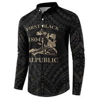 Personalized Haiti First Black Republic Button Sweatshirt Negre Marron With Map And Flag LT9 - Polynesian Pride