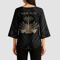 Personalized Haiti First Black Republic Kimono Sleeve Blouse Negre Marron With Map And Flag LT9 - Polynesian Pride