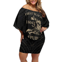 Personalized Haiti First Black Republic Off Shoulder Short Dress Negre Marron With Map And Flag