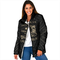 Personalized Haiti First Black Republic Padded Jacket Negre Marron With Map And Flag LT9 Women Black - Polynesian Pride