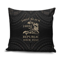 Personalized Haiti First Black Republic Pillow Cover Negre Marron With Map And Flag - Polynesian Pride