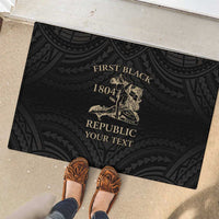 Personalized Haiti First Black Republic Rubber Doormat Negre Marron With Map And Flag LT9 - Polynesian Pride