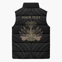 Personalized Haiti First Black Republic Sleeveless Puffer Jacket Negre Marron With Map And Flag LT9 - Polynesian Pride