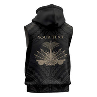 Personalized Haiti First Black Republic Sleeveless Zip Hoodie Negre Marron With Map And Flag LT9 - Polynesian Pride