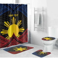 Personalized Philippines Bathroom Set Polynesian Tribal Tattoo with Filipino Flag Motif - Polynesian Pride