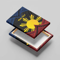 Personalized Philippines Canvas Wall Art Polynesian Tribal Tattoo with Filipino Flag Motif