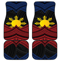 Personalized Philippines Car Mats Polynesian Tribal Tattoo with Filipino Flag Motif