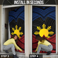 Personalized Philippines Door Cover Polynesian Tribal Tattoo with Filipino Flag Motif - Polynesian Pride