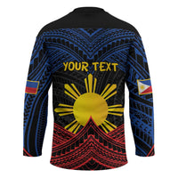 Personalized Philippines Hockey Jersey Polynesian Tribal Tattoo with Filipino Flag Motif LT9 - Polynesian Pride