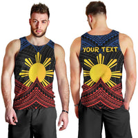 Personalized Philippines Men Tank Top Polynesian Tribal Tattoo with Filipino Flag Motif
