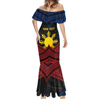 Personalized Philippines Mermaid Dress Polynesian Tribal Tattoo with Filipino Flag Motif