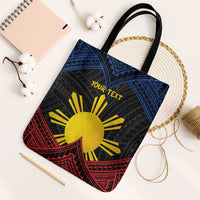 Personalized Philippines Tote Bag Polynesian Tribal Tattoo with Filipino Flag Motif - Polynesian Pride
