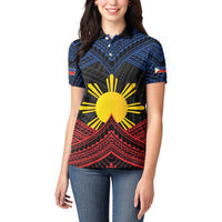 Personalized Philippines Women Polo Shirt Polynesian Tribal Tattoo with Filipino Flag Motif