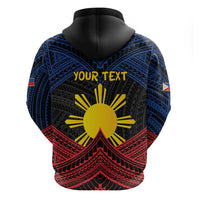Personalized Philippines Zip Hoodie Polynesian Tribal Tattoo with Filipino Flag Motif