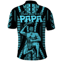 Custom Aotearoa Fathers Day Gift For Dad Polo Shirt Aroha Ahau Ki A Koe Papa Aqua Maori Style Pattern LT9 - Polynesian Pride