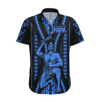 Aotearoa Father's Day Gift For Dad Hawaiian Shirt Aroha Ahau Ki A Koe Papa - Blue Maori Style Pattern LT9 Blue - Polynesian Pride