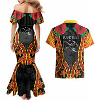 Personalised Papua New Guinea Remembrance Day Couples Matching Mermaid Dress and Hawaiian Shirt