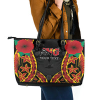 Personalised Papua New Guinea Remembrance Day Leather Tote Bag LT9 - Polynesian Pride