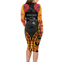 Personalised Papua New Guinea Remembrance Day Long Sleeve Bodycon Dress