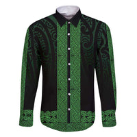 New Zealand Maori Kowhaiwhai Family Matching Long Sleeve Bodycon Dress and Hawaiian Shirt Kakariki Maui and Mangopare