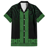 New Zealand Maori Kowhaiwhai Family Matching Off The Shoulder Long Sleeve Dress and Hawaiian Shirt Kakariki Maui and Mangopare