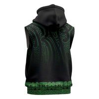 New Zealand Maori Kowhaiwhai Sleeveless Zip Hoodie Kakariki Maui and Mangopare - Polynesian Pride