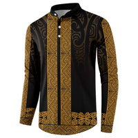 New Zealand Maori Kowhaiwhai Button Sweatshirt Karaka Maui and Mangopare